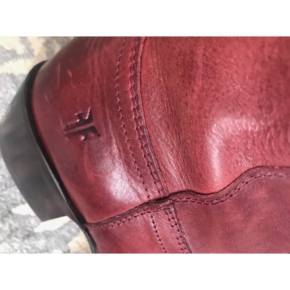 Frye red studded ankle boots